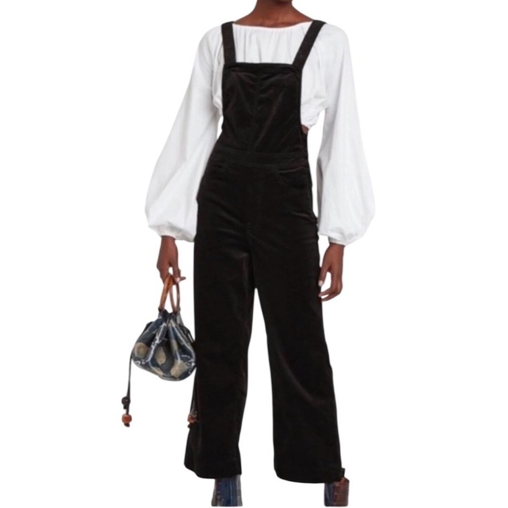 MOTHER The Greaser Overall Ankle, Soft Skills, Black Velour Overalls, Size 23
